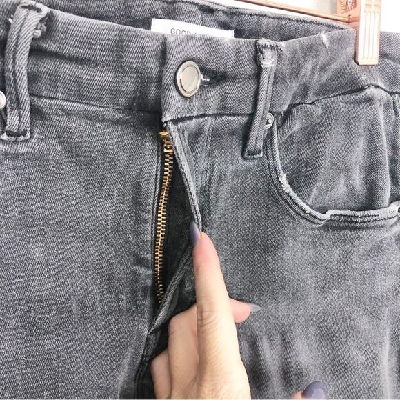 GOOD AMERICAN | Good Legs Crop Black Wash Gray Denim Jeans Women’s Size 8 - Picture 3 of 8